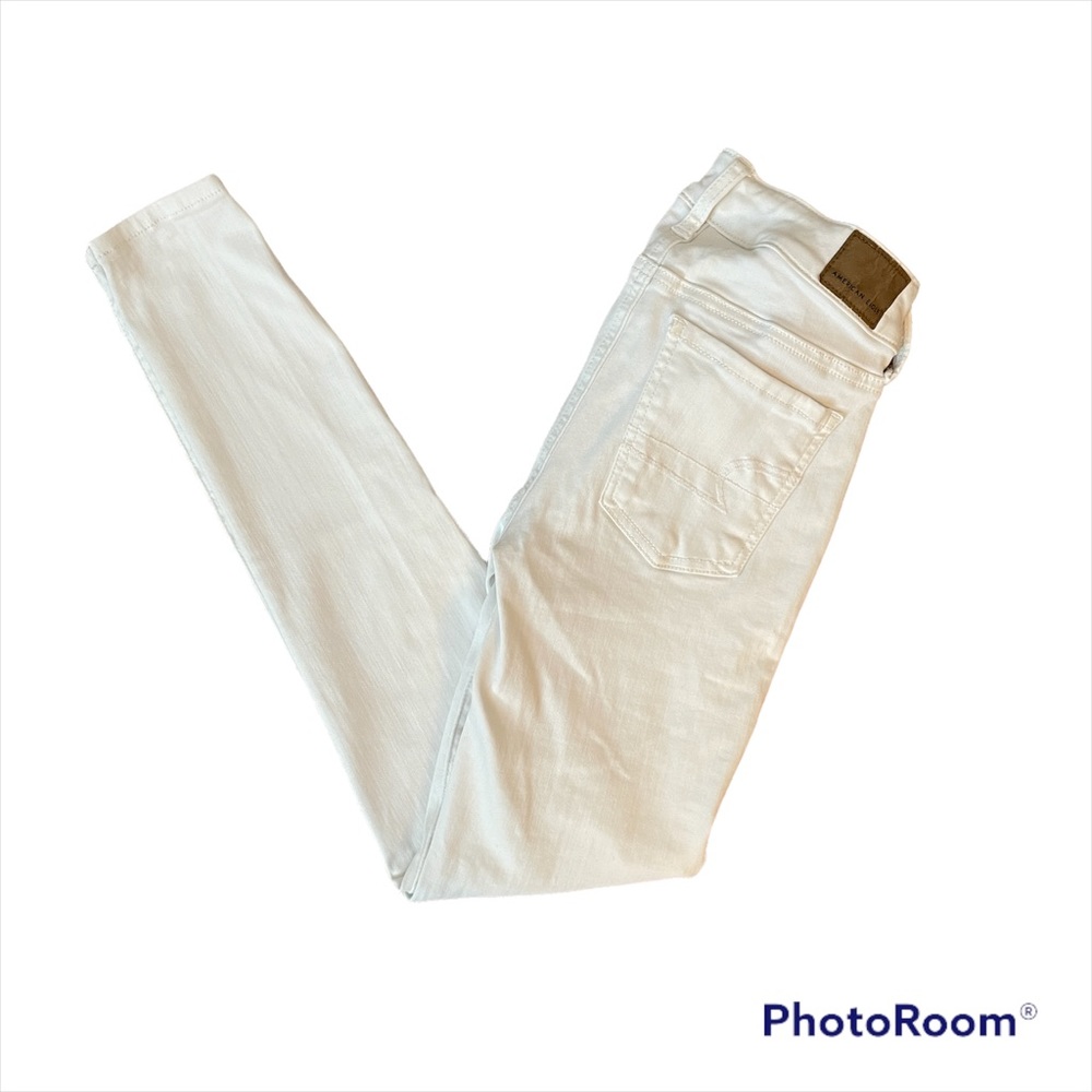 American Eagle White/Ivory Skinny Jeans, Size 0